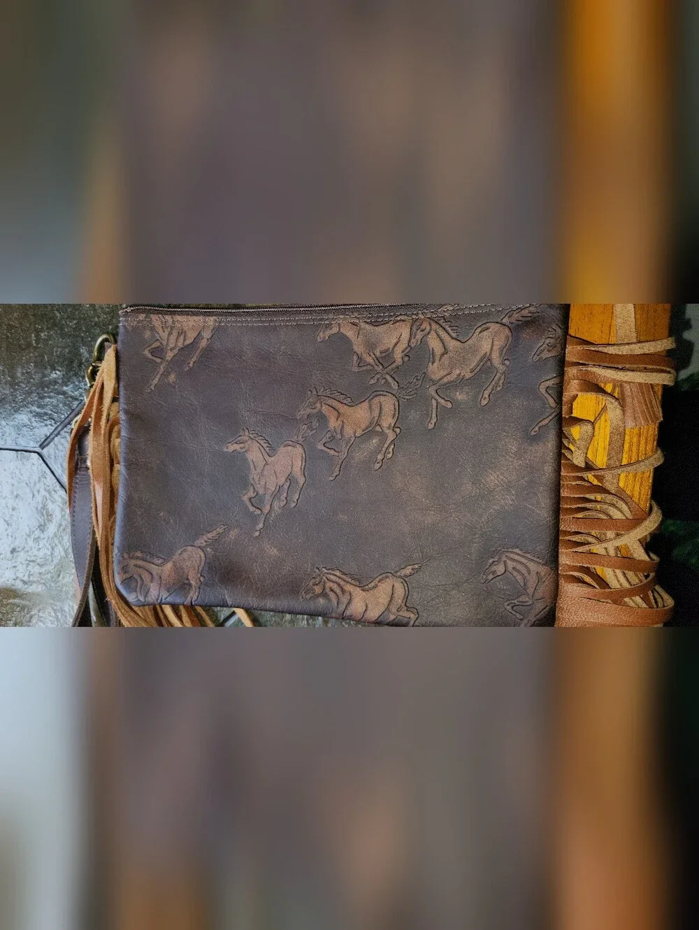 Custom Leather Mustang Clutch 8x11" - Picture 4 of 6